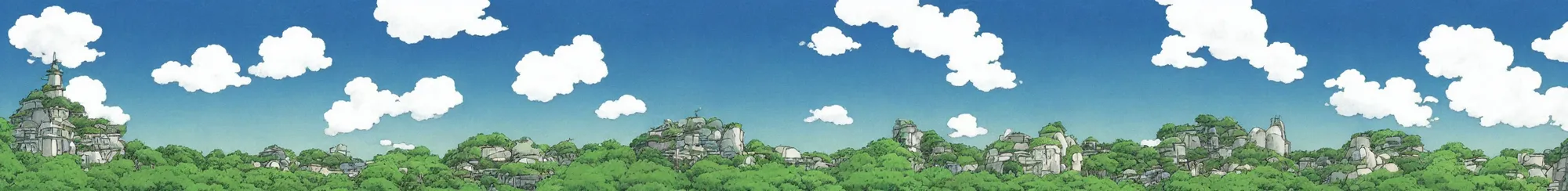 Image similar to A cloudy sky, by studio ghibli,