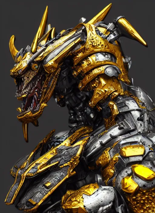 Image similar to hyper realistic glorious ancient wargreymon in a obsidian metal armor, futuristic design, designed by makoto kobayashi and luca zampriolo, portrait, cyberpunk style, wood and gold details, intricate, extremely detailed, ornate, deep of field, hard surface, exoskeleton, substance designer metal unreal engine, very detailed.