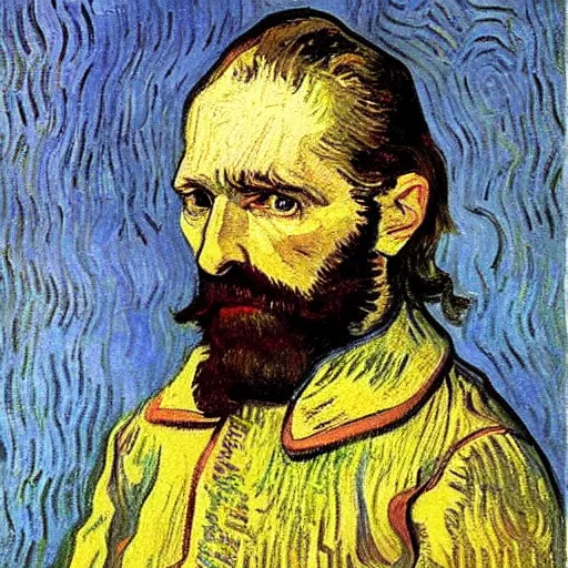 Prompt: An oil painting portrait of Royal Tenenbaum by Vincent Van Gogh (1884)