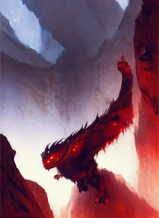 Image similar to looking up at a balrog in a vast cavern, intricate, elegant, highly detailed, john park, frazetta, sparth, ruan jia, jeffrey catherine jones