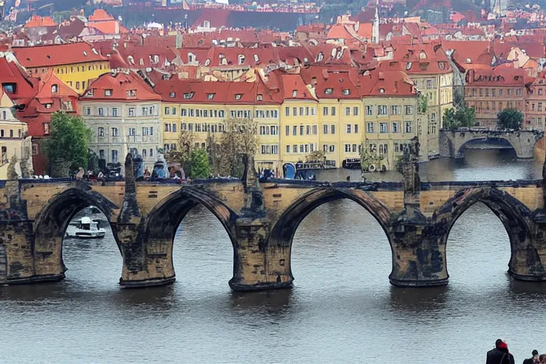 Prompt: richard gere plays iron man flies over charles bridge in prague, epic scene from marvel movie, movie still