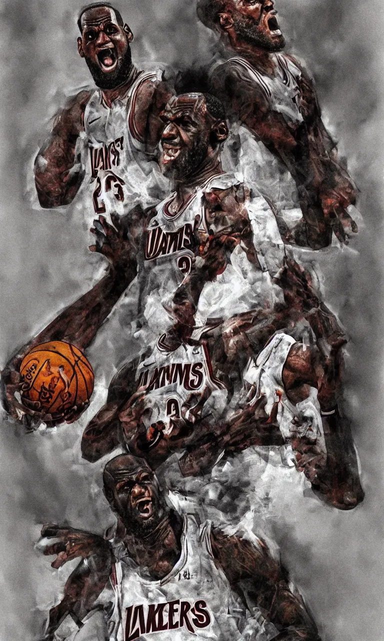 Image similar to a detailed digital art portait of angry undead lebron james, art by norman rockwell, pixar style