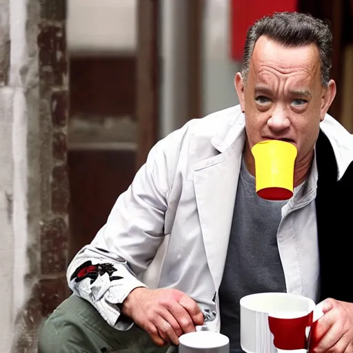 Image similar to tom hanks sipping on tea