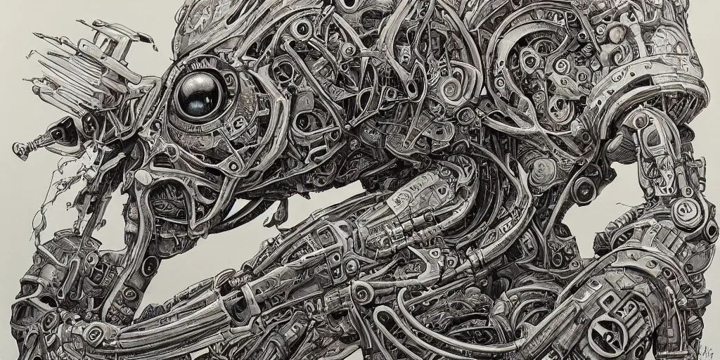 Image similar to a beautiful painting of robot by aaron horkey, trending on artstation