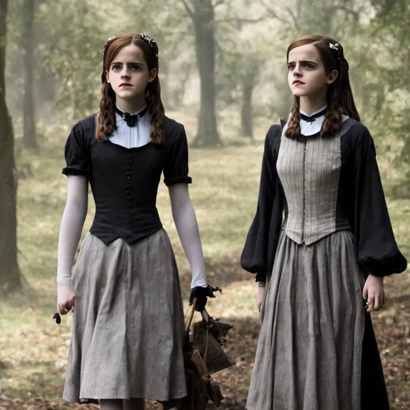 Image similar to emma watson as wednesday addams, movie still, 8 k,