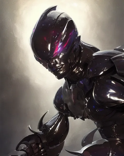 Image similar to wiry muscular male smooth sleek glossy black pearlescent scifi armor, by greg rutkowski and mark brookes and jim burns and tom bagshaw and magali villeneuve, trending on artstation