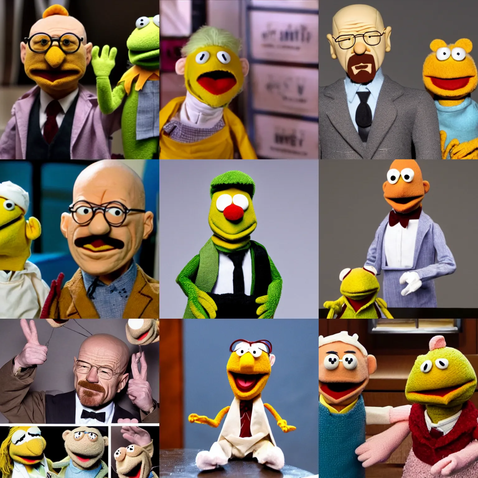 Prompt: puppet walter white in the muppets