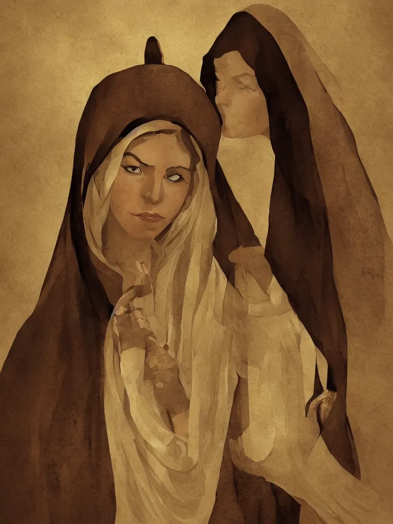 Prompt: religious woman by disney concept artists, blunt borders, rule of thirds