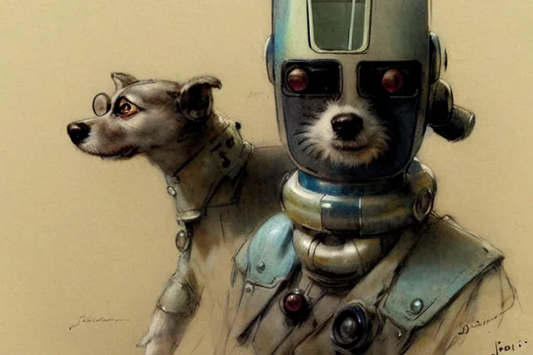 Prompt: ( ( ( ( ( 1 9 5 0 s retro future robot android guard dog. muted colors. ) ) ) ) ) by jean - baptiste monge!!!!!!!!!!!!!!!!!!!!!!!!!!!!!!