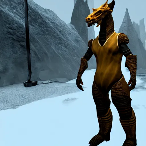 Prompt: Hyperrealistic dragonborn in Half-Life 2, as coherent as Dall-E 2