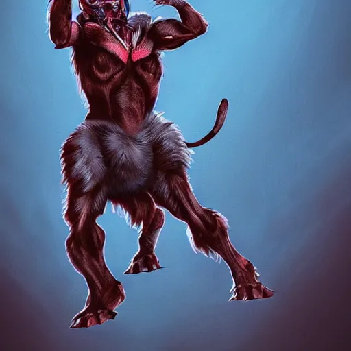 Image similar to the predator hunting a blue dog with large paws, digital art from tumblr