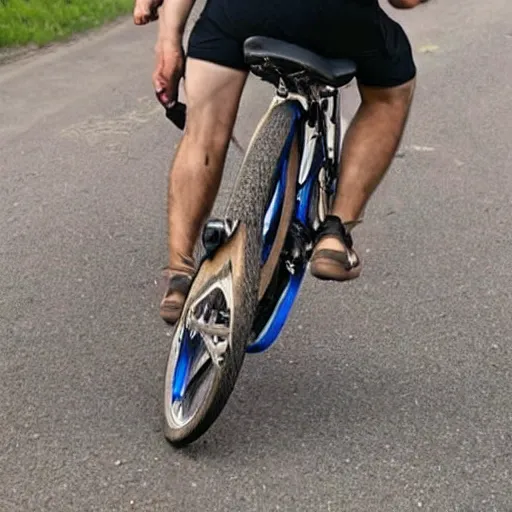 Image similar to a tattoo of a quokka riding a bicycle