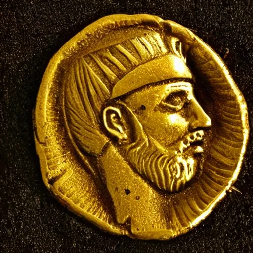 Prompt: 4 th century gold solidus coin of king arthur, today's featured photograph 4 k