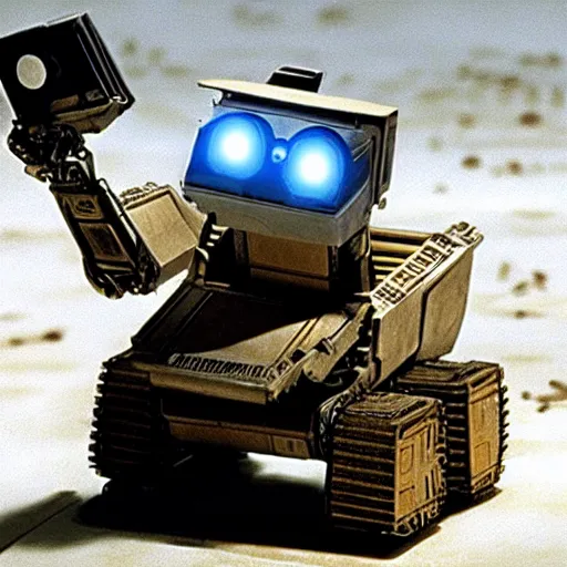 Prompt: wall - e playing the role of the emperor in star wars 1 9 8 2