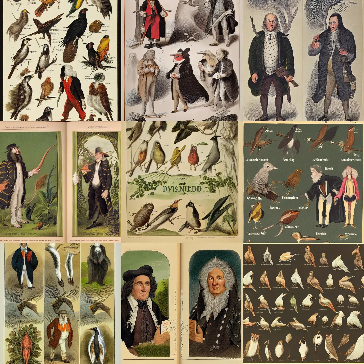 Prompt: field guide for identifying diffrent species of wizards, showing an example of a male and female of each species, by john james audubon
