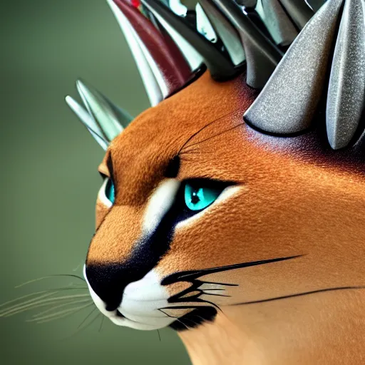 Image similar to caracal, crown on his head, in crown, dressed in crown, crowned, has a crown, cinematic, high detail, cinematography, vfx, 8 k