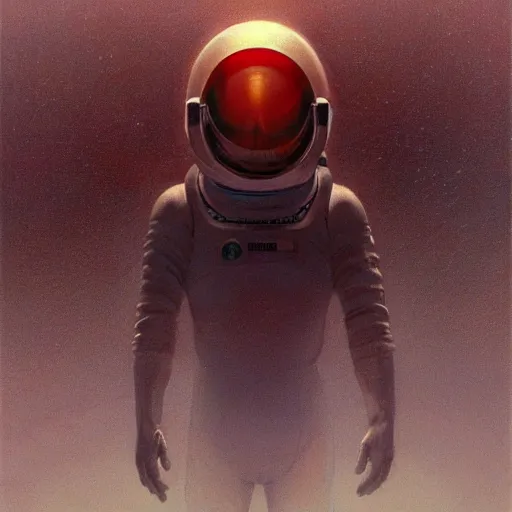 Image similar to detailed character concept art portrait of an astronaut floating in an empty chamber, artstation, award - winning realistic sci - fi concept art by zdzisław beksinski and greg rutkowski, jim burns, a realism masterpiece, james gilleard, bruegel, alphonse mucha, and yoshitaka amano