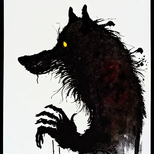 Prompt: portrait of werewolf by ralph steadman