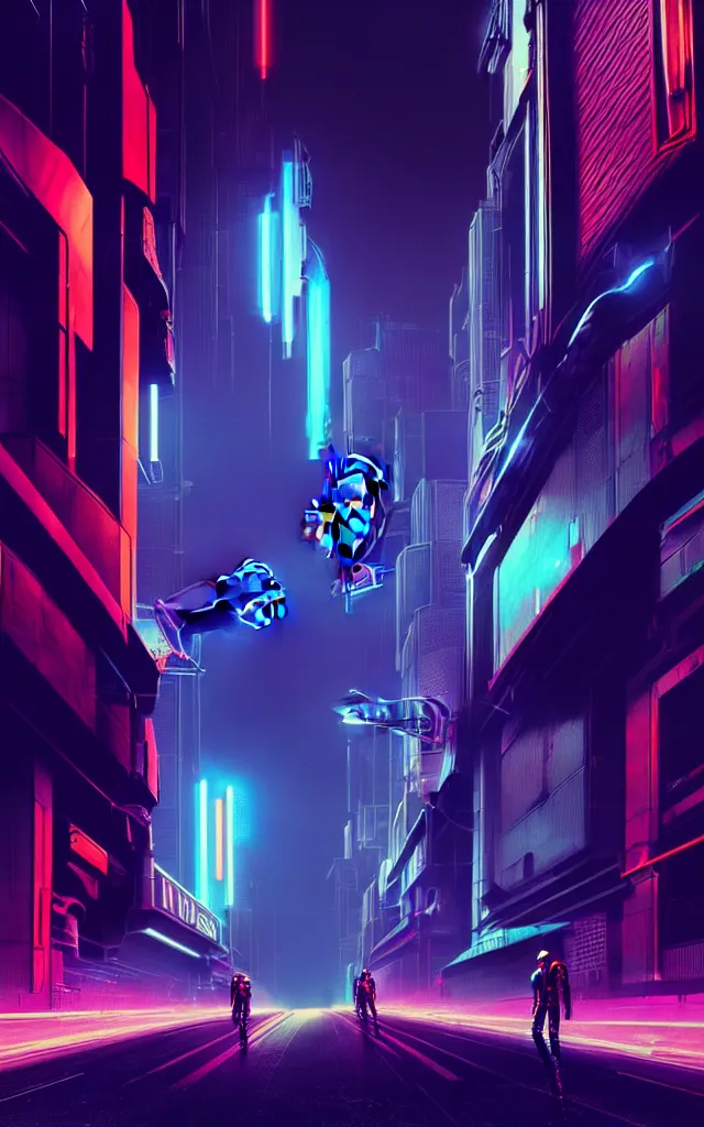 Image similar to concept art of daft punk at a magnificent dark neon futuristic cyberpunk city bustling street at night cyberart by liam wong in the film akira rendered in octane, 3 d render, trending on cgsociety, blender 3 d
