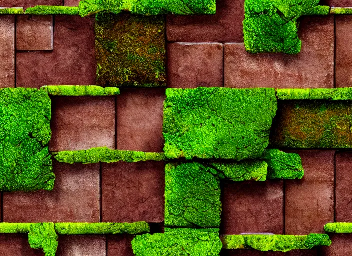 Image similar to texture, brown brick with moss, tileable, ancient, fantasy, elven