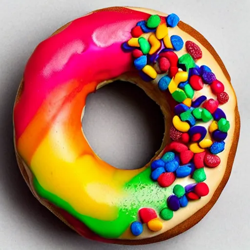 Image similar to a colourful donut