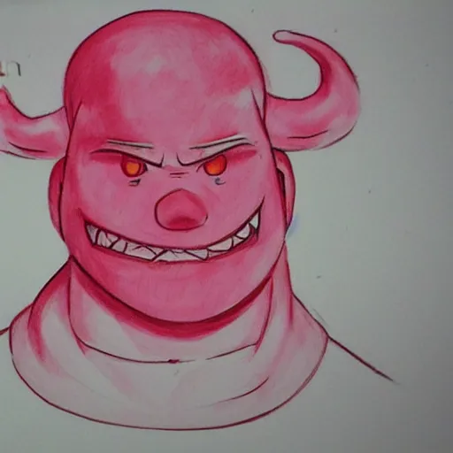 Prompt: majinn buu, sketch by glene means