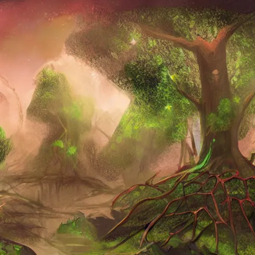 Prompt: a magical Malagasy forest, d&d concept art