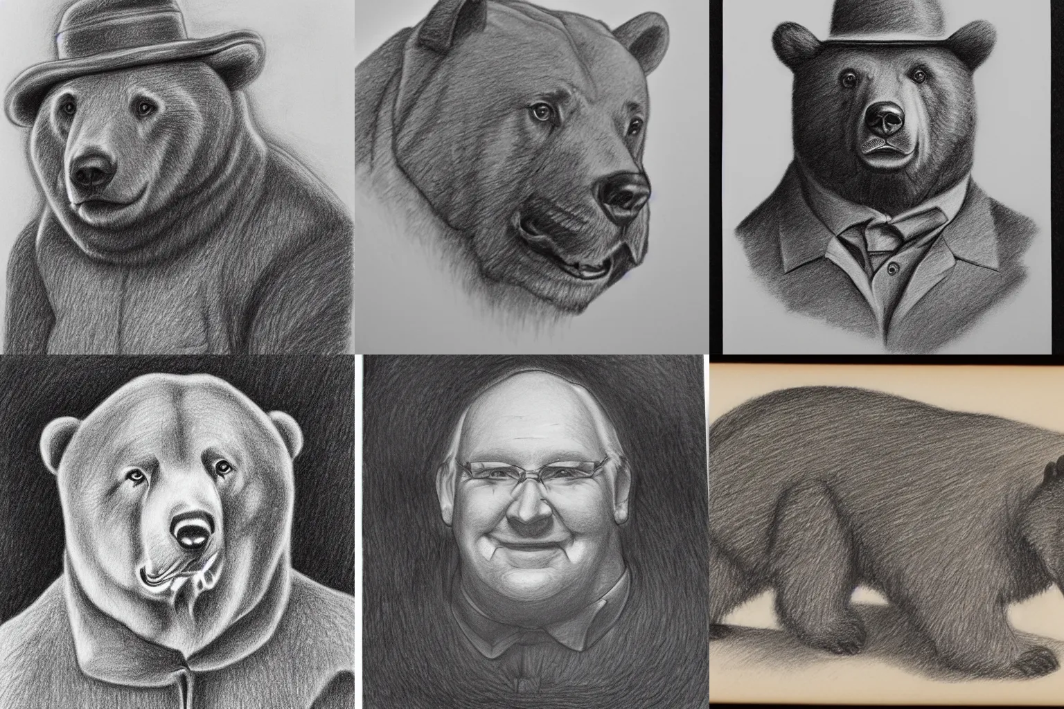 Prompt: a pencil drawing of stephen coal bear