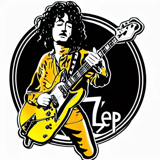 Image similar to jimmy page from led zepelin playing - guitar - solo, sticker - art, svg vector, adobe - illustrator