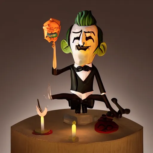 Prompt: don't starve wilson toy statue, sensual, cinematic, studio light, 8 k