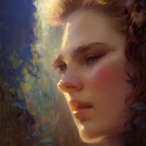 Image similar to detailed cinematic wide shot of beautiful attractive woman slim face symettrical face clean skin blue eyes white hair, ultra realistic, spring light, painting by gaston bussiere, craig mullins, j. c. leyendecker