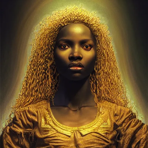 Image similar to Photorealistic ebony goddess in the style of Michael Whelan and Gustave Dore. Hyperdetailed photorealism, 108 megapixels, amazing depth, glowing rich colors, powerful imagery, psychedelic Overtones, 3D finalrender, 3d shading, cinematic lighting, artstation concept art