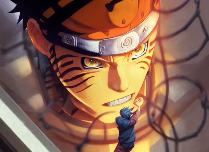 Prompt: highly detailed portrait of naruto uzumaki with black hair punching a wal behind bars in prison, unreal engine, fantasy art by greg rutkowski, loish, rhads, ferdinand knab, makoto shinkai and lois van baarle, ilya kuvshinov, rossdraws, tom bagshaw, global illumination, radiant light, detailed and intricate environment