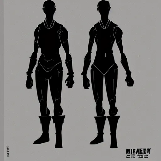 Image similar to character concept art, stylized proportions, human, large shoulders, thin long legs, the expanse tv series, in the style of mike mignola, trending on artstation