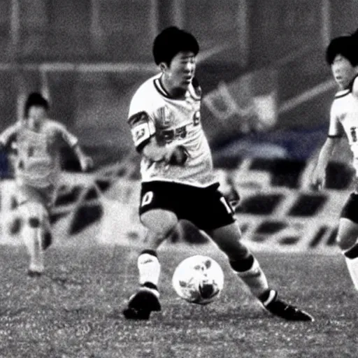 Prompt: movie still of the soccer player Son heung-min fighting the monster in the thing (1982),