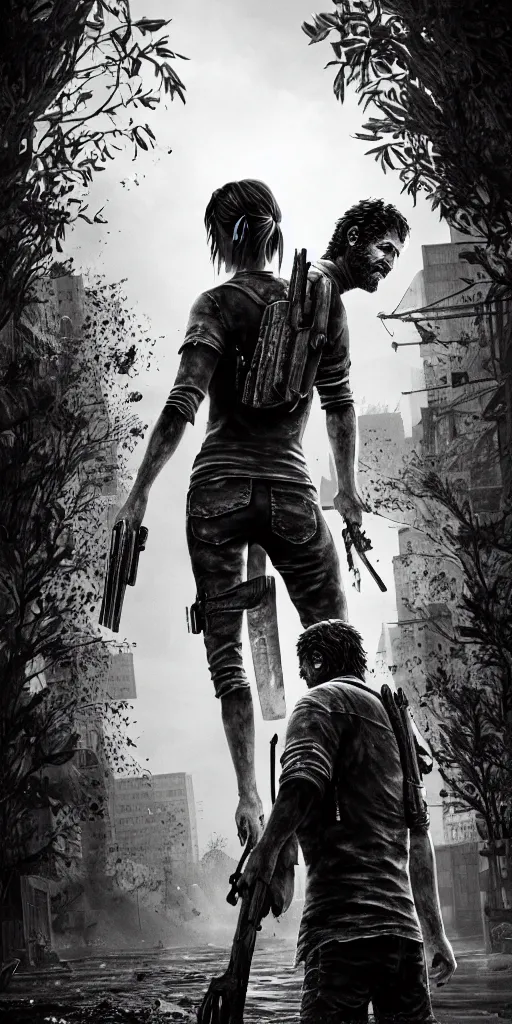 Prompt: the last of us zombie, hyperrealistic, flowers bursting, black and white, cordyceps, striking, hyperrealistic, highly detailed, soft focus, sharp, 8k,