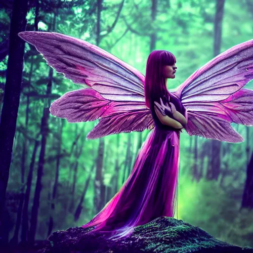 Image similar to beautiful fairy, fantasy, cannabis wings, symmetrical face, full body, dramatic lighting, forest, dreamy