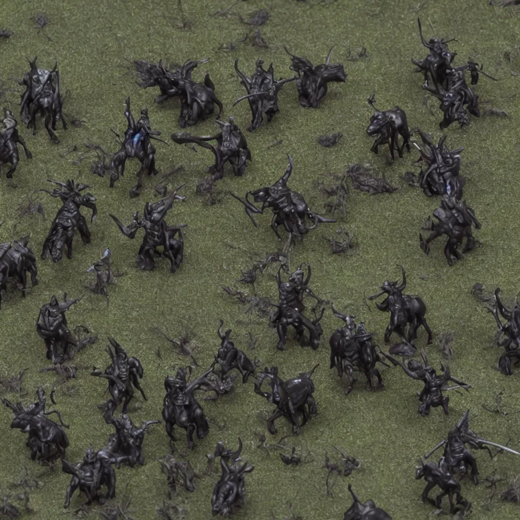 Prompt: Aliens with swords riding Black buffaloes in the Pontine swamp