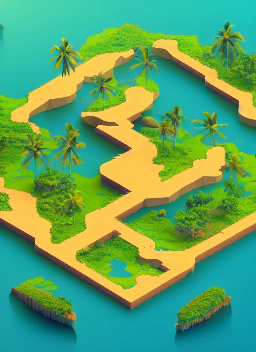 Prompt: a low poly isometric render of kerala backwaters in the style of monument valley, intricate, elegant, smooth shading, soft lighting, illustration, simple, solid shapes, by magali villeneuve, jeremy lipkin and michael garmash, rob rey and kentaro miura style, octane render