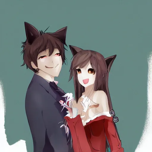 Prompt: guy dating fox girl trending on pixiv