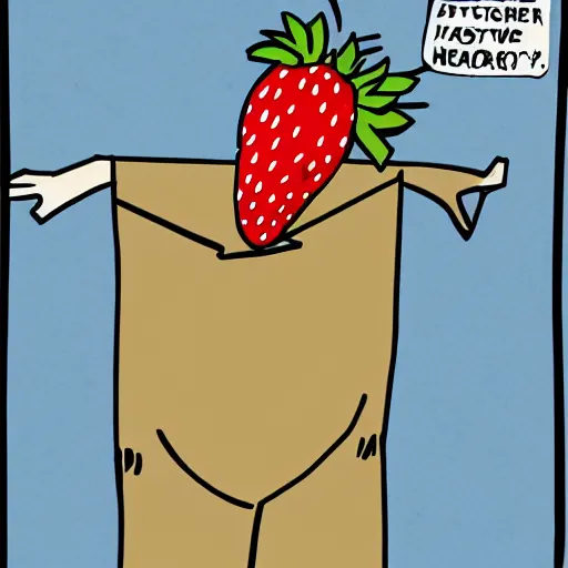 Image similar to The photo is a drawing of a person with a strawberry computer in their belly. The style is cartoonish and playful.