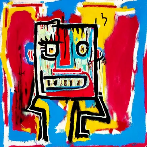 Image similar to a Painting by Jean Michel Basquiat about Instagram