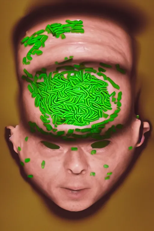 Image similar to 📷 jacksepticeye swimming in soup, made of food, head portrait, dynamic lighting, 4 k