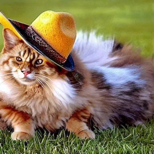 Image similar to siberian cat in a cowboy hat riding a corgi, wild west, sunset. no dude, for real, i want a siberian felis catus wearing a cowboy hat, riding a corgi canis. i dont want any cat hybrids, dogs ruding dogs or girls!!!!