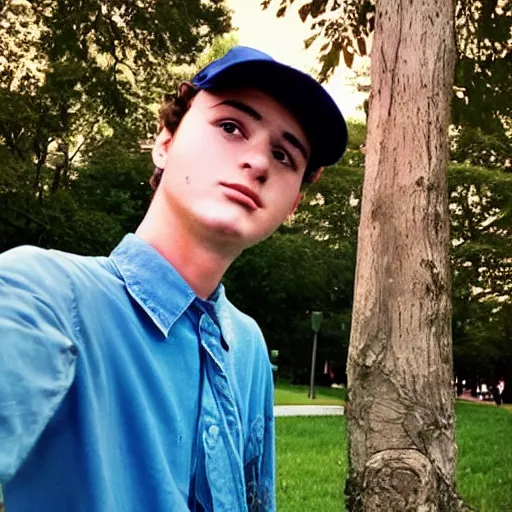 Image similar to modern color fine details iphone 12 Pro selfie photograph of a young 20 year old Bill Murray at 20 years old taking a selfie in a park on an iPhone 12 Pro, 20 year old Bill Murray, modern HD cell phone photograph in color, instagram, IQ4, 150MP, 50mm, F1.4, ISO 200, 1/160s, natural light, Adobe Photoshop, Adobe Lightroom, photolab, Affinity Photo, PhotoDirector 365