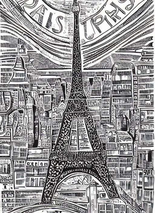 Image similar to portrait of paris, vivid, intricate, highly detailed, smooth, linocut illustration by tim foley