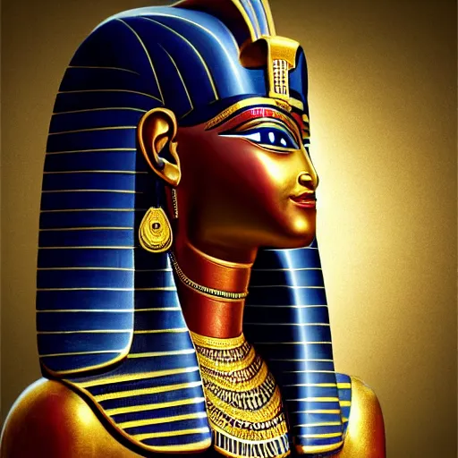 Prompt: oil on canvas of egyptian god beautiful majestic. realistic. beautiful. mysterious. intricately detailed. meticulously rendered. ornate. epic. 8 k hd. trending on art station. h 7 6 8