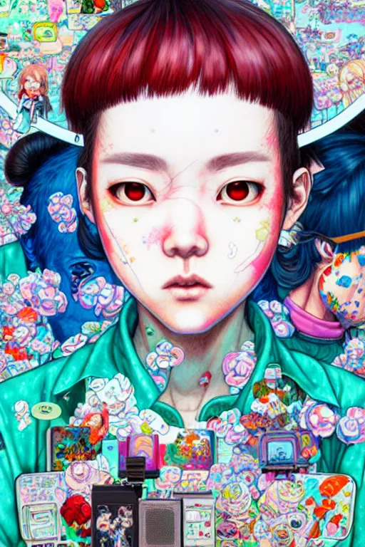 Image similar to video game system, style of yoshii chie and hikari shimoda and martine johanna, highly detailed