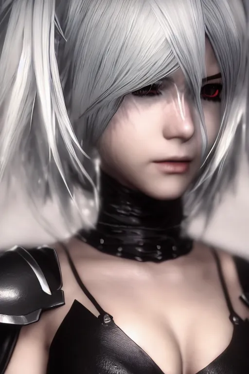 Image similar to Beautiful portrait of 2b, nier automata, cinematic 8k, high detailed