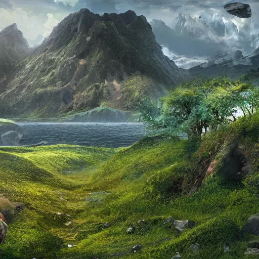 Image similar to A realistic beautiful natural landscape, 4k resolution, hyper detailed